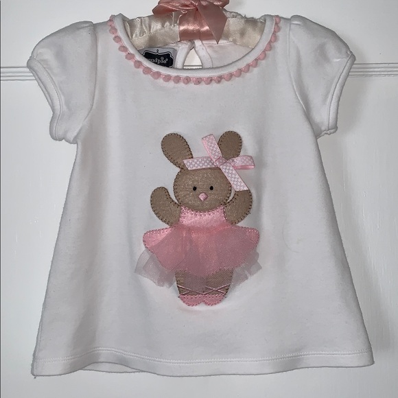 Mud Pie Other - Mudpie Ballerina Bunny Top 12-18M Ballet Rabbit w/ Tulle Tutu EUC